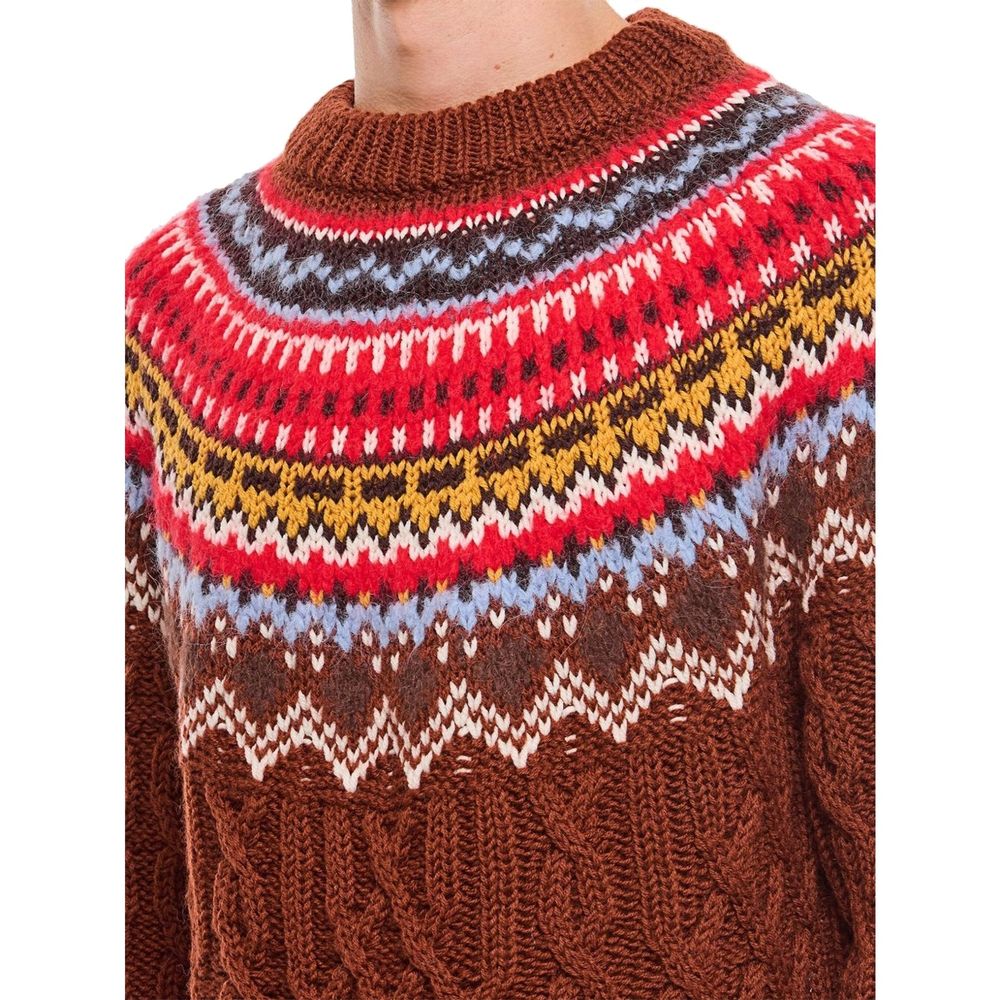 Moncler Grenoble Fair Isle Intarsia Cable-knit Wool Jumper