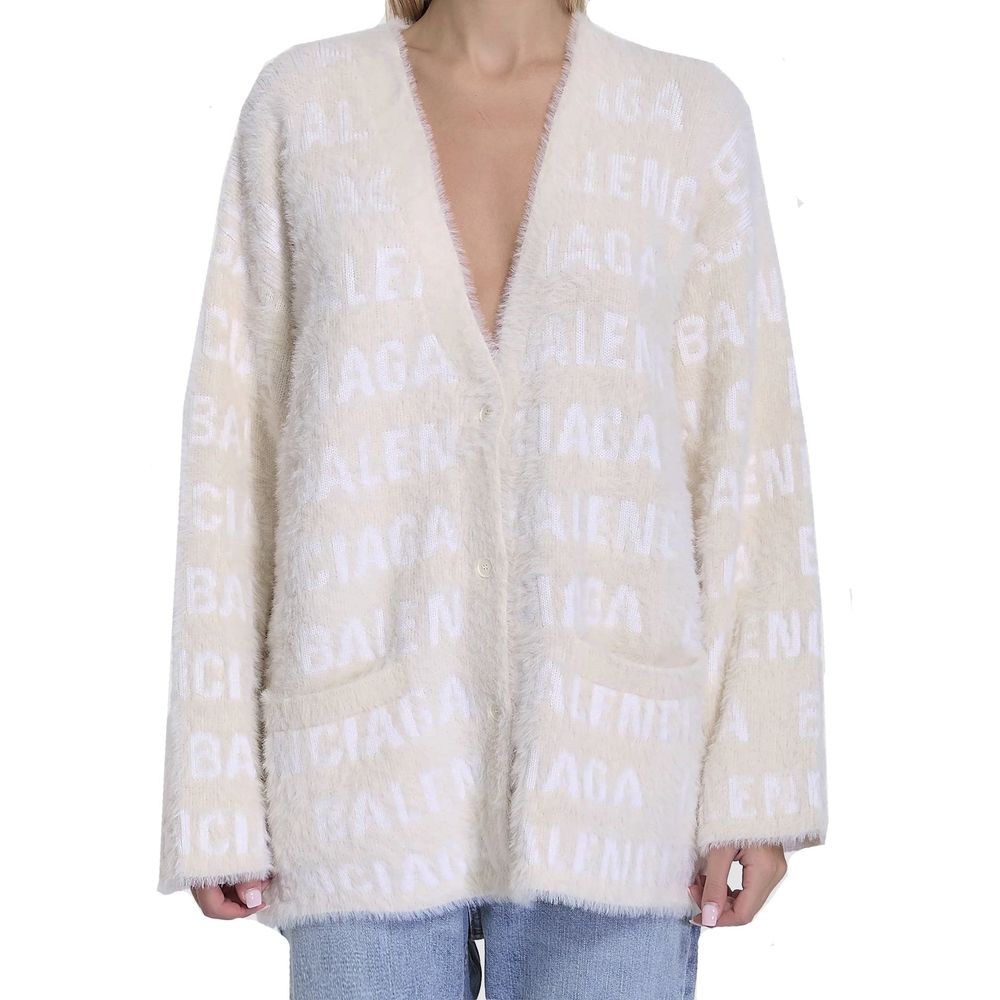 Balenciaga Wool Blend Jacquard Cardigan