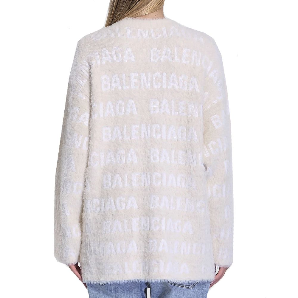 Balenciaga Wool Blend Jacquard Cardigan