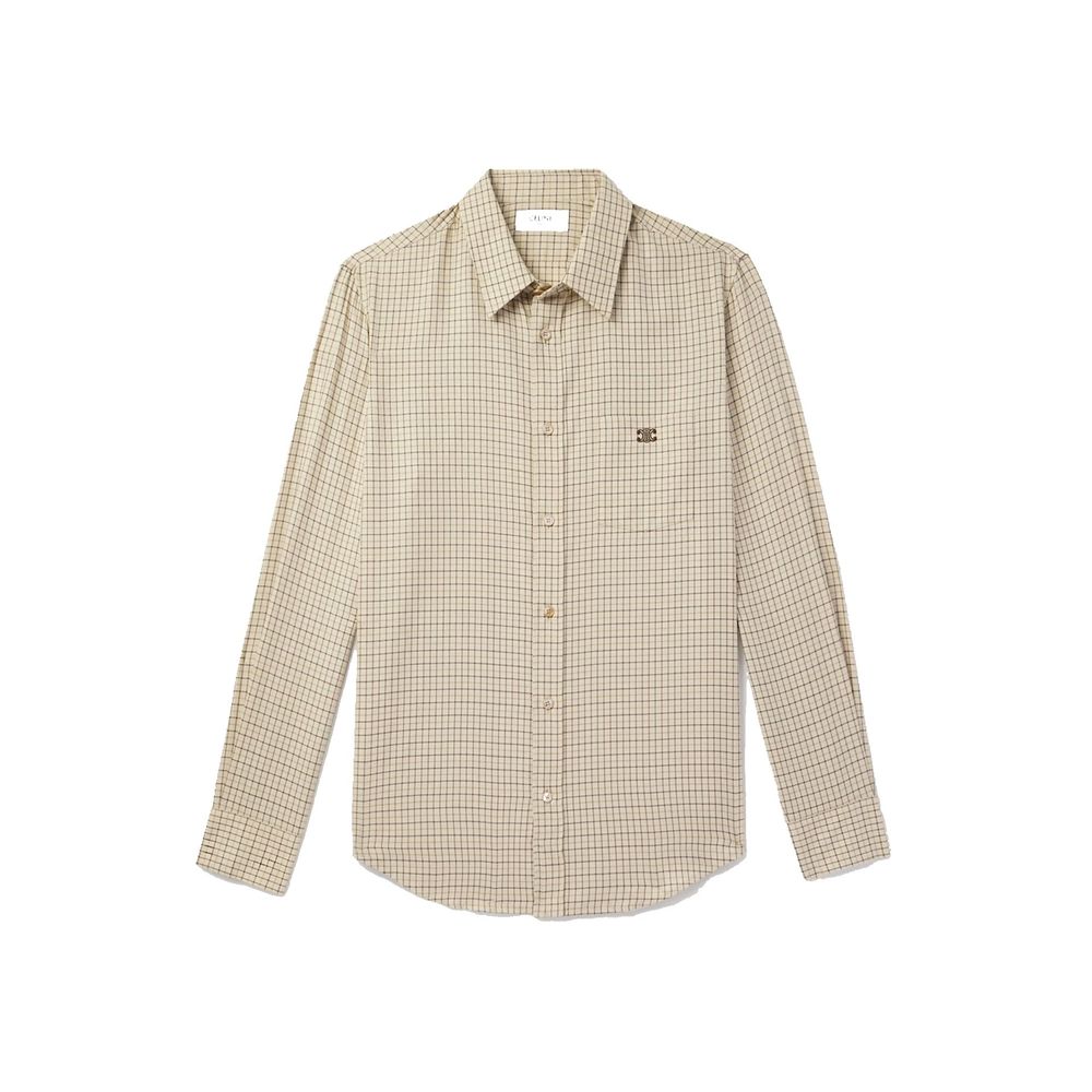 Celine Logo-Embroidered Checked Cotton Shirt