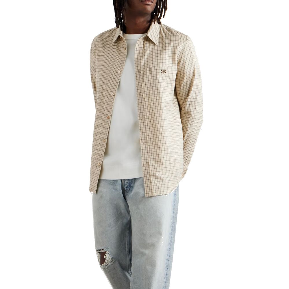 Celine Logo-Embroidered Checked Cotton Shirt