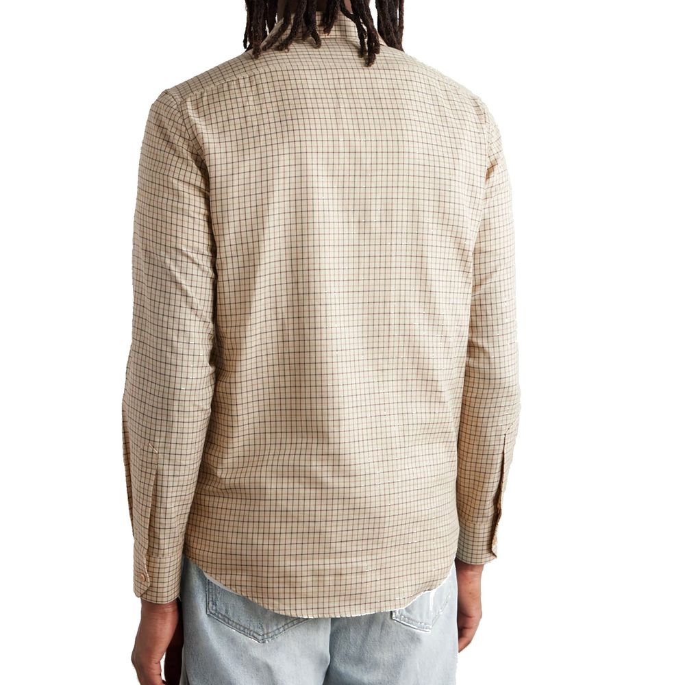 Celine Logo-Embroidered Checked Cotton Shirt