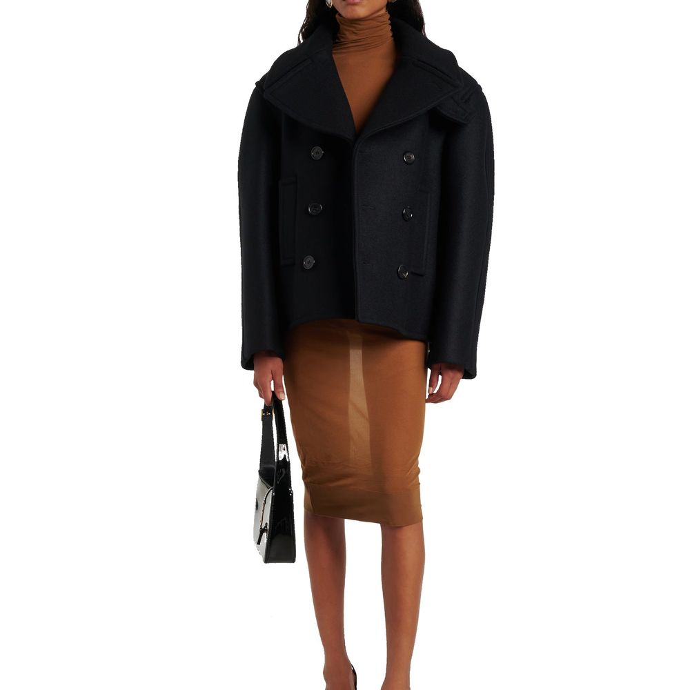 Saint Laurent Oversized Virgin Wool Peacoat