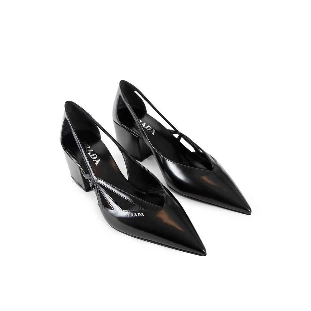 Prada Brushed Leather Cut-Out Pumps