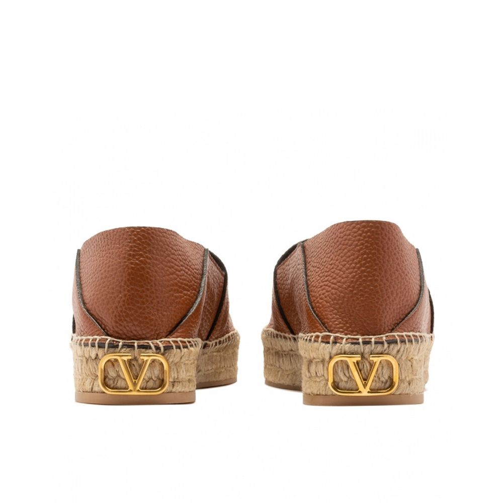 Valentino Garavani Logo-Plaque Leather Espadrilles