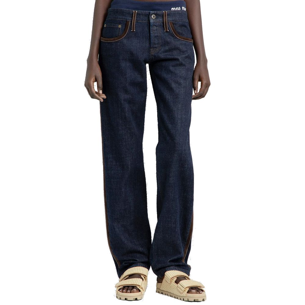 Miu Miu Piped-Trim Denim Jeans