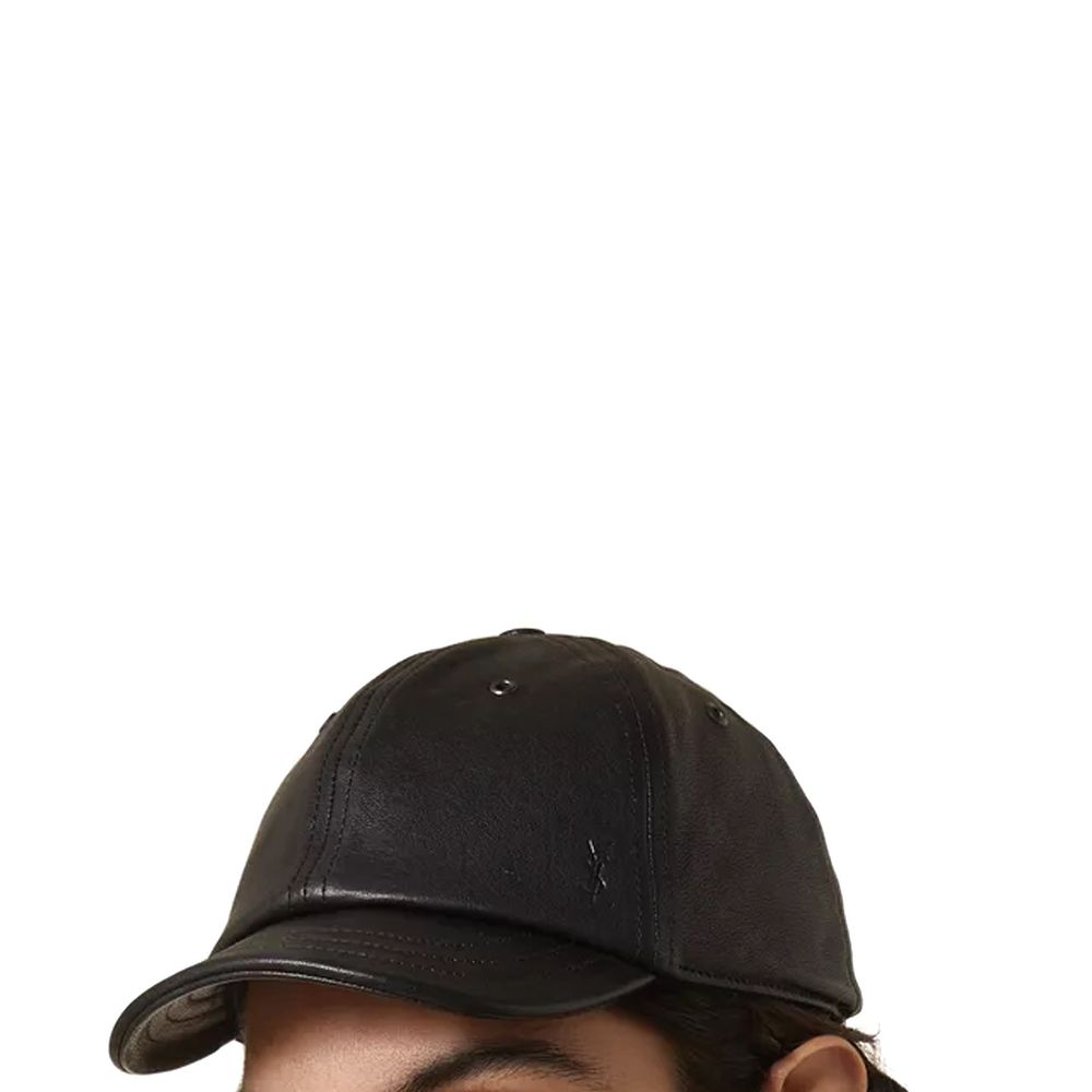 Saint Laurent Cassandre Leather Cap