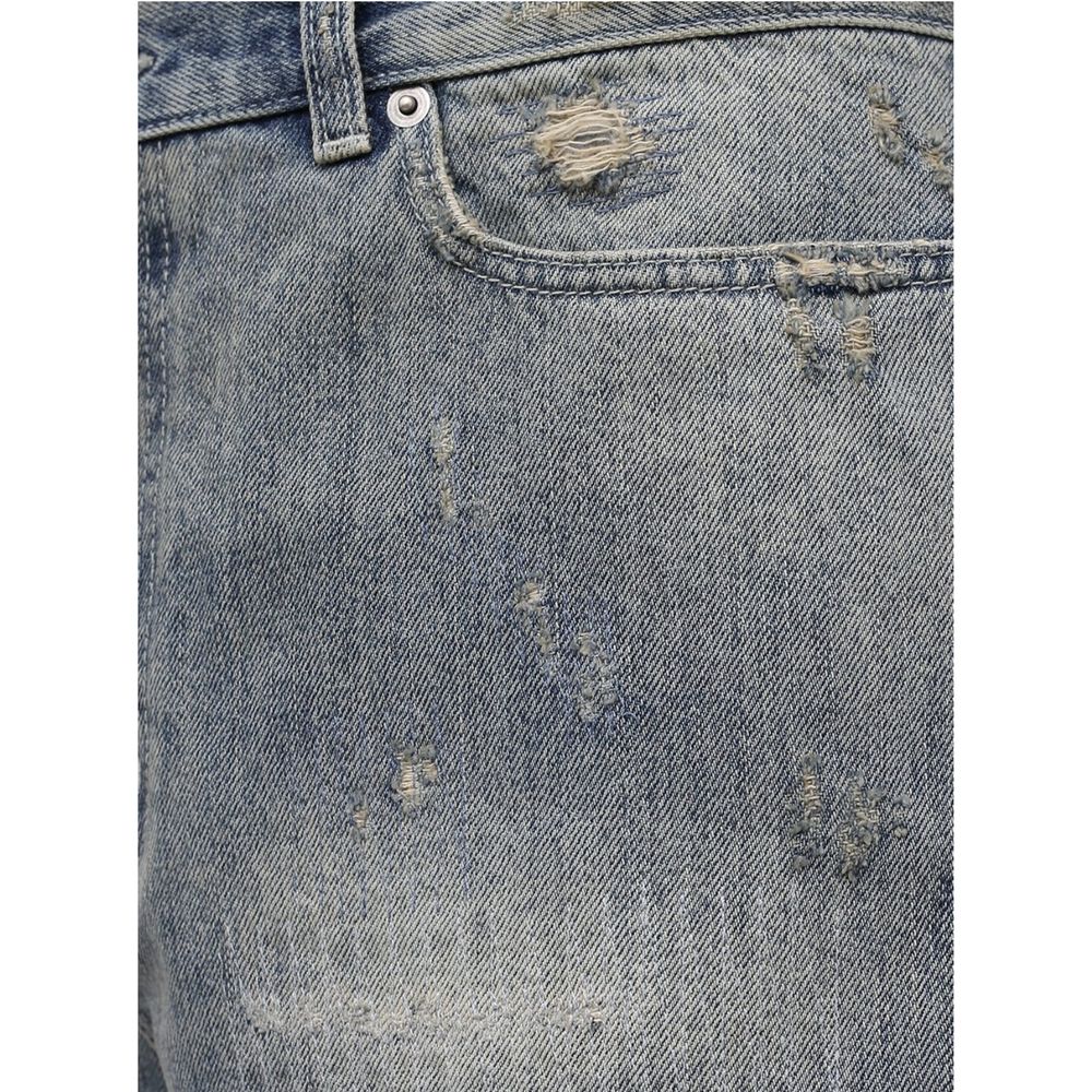 Saint Laurent Denim Destroyed California Shorts