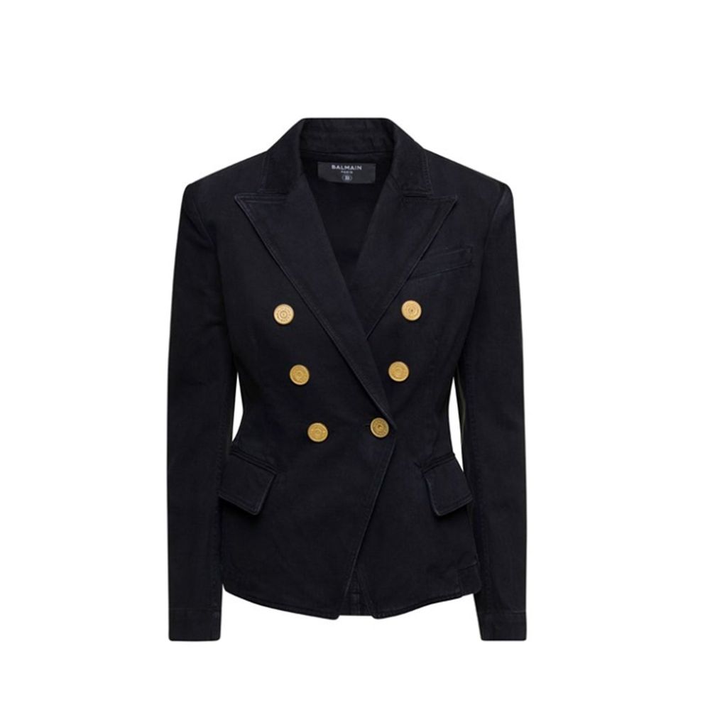 Balmain Double-Breasted Denim Blazer
