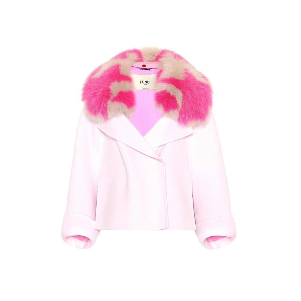 Fendi Fur Collar Cashmere Cape Jacket
