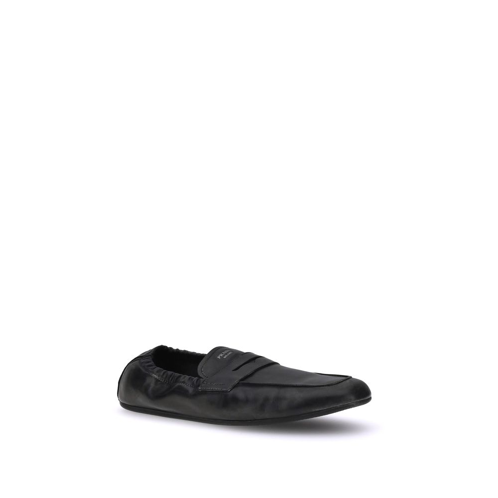 Prada Antiqued leather Shuffle Loafers