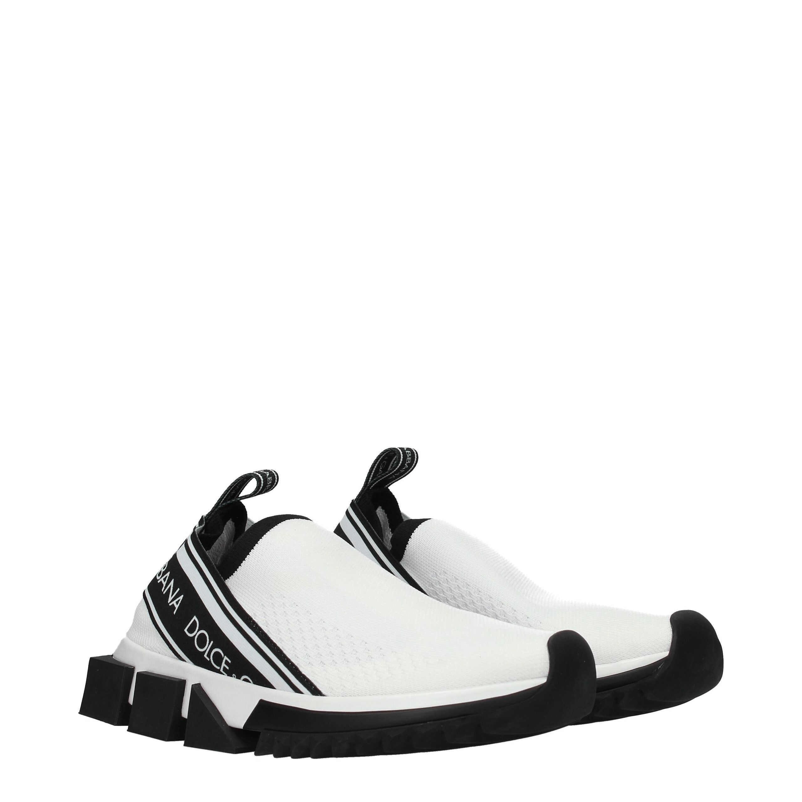 Dolce & Gabbana White Fabric Chunky Sneakers