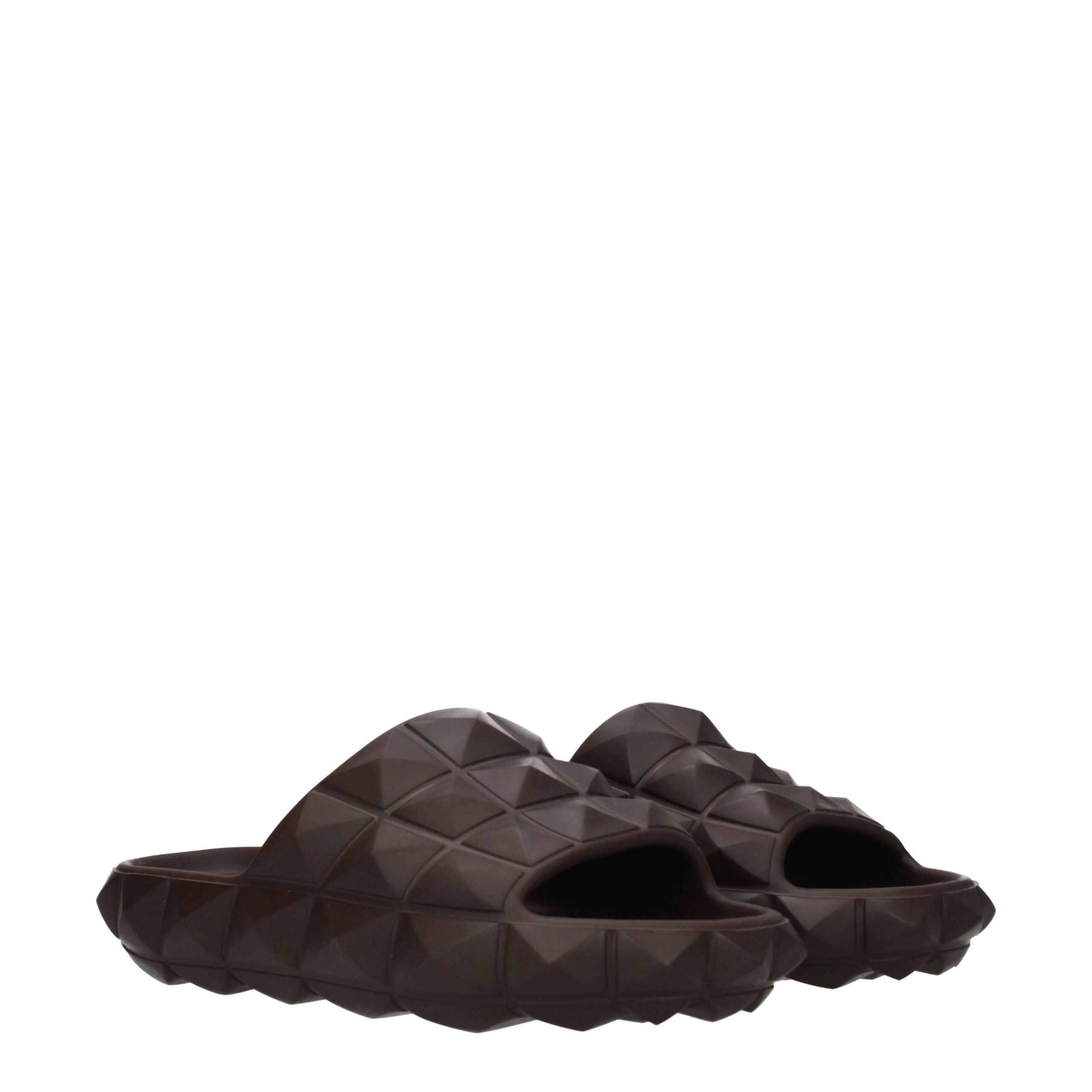 Valentino Garavani Brown Cotton Slippers Sandals