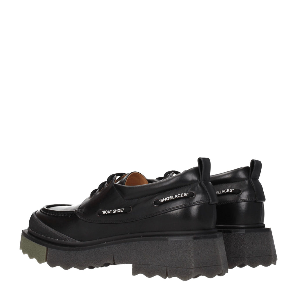 Off-White Black Leather Slip-On Loafers