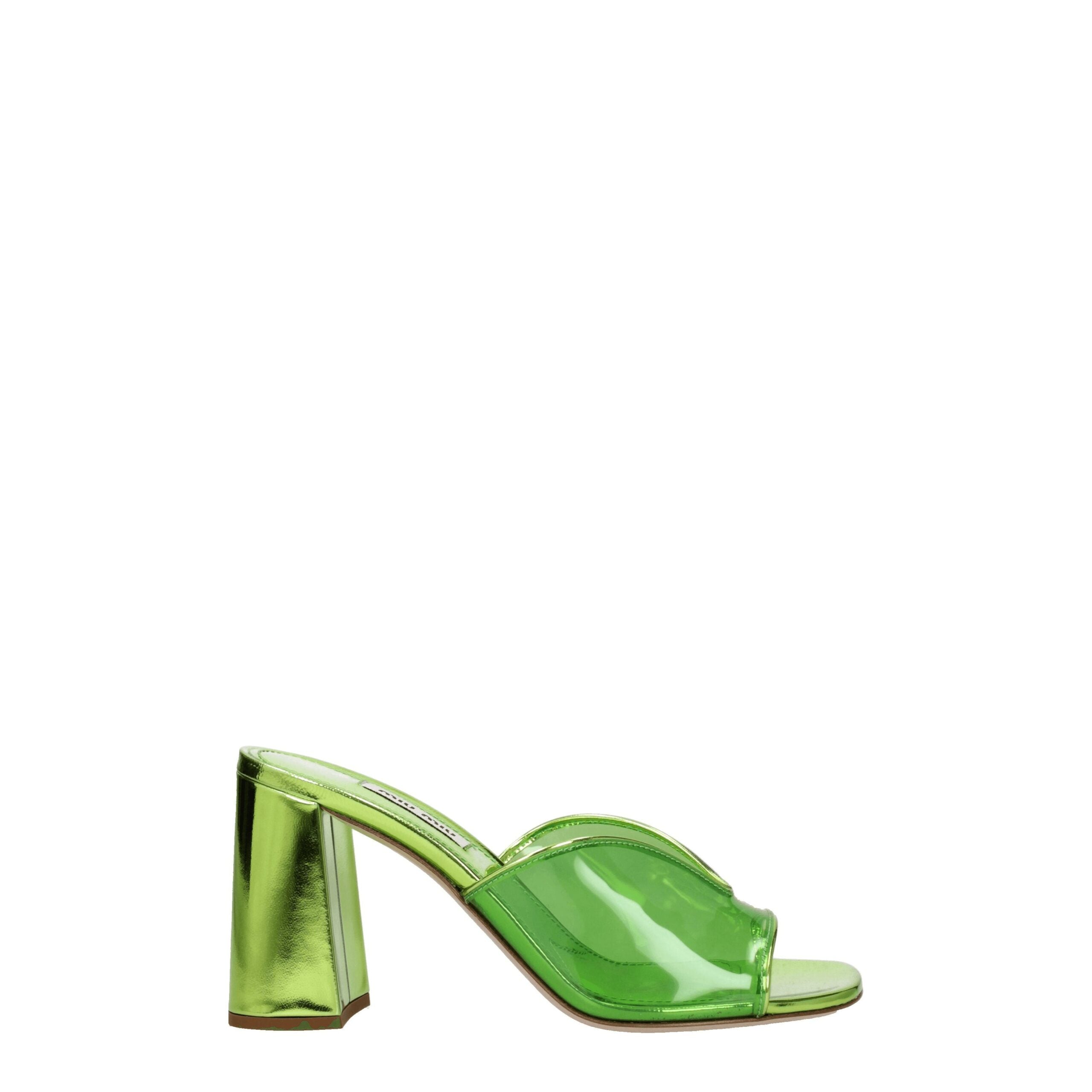 Miu Miu Green Plexiglass Platforms