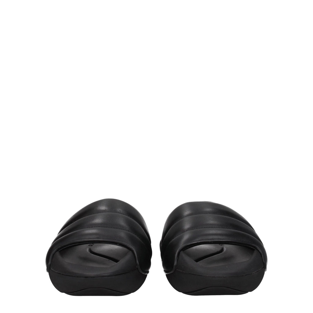 Balmain Black Leather Slippers Sandals