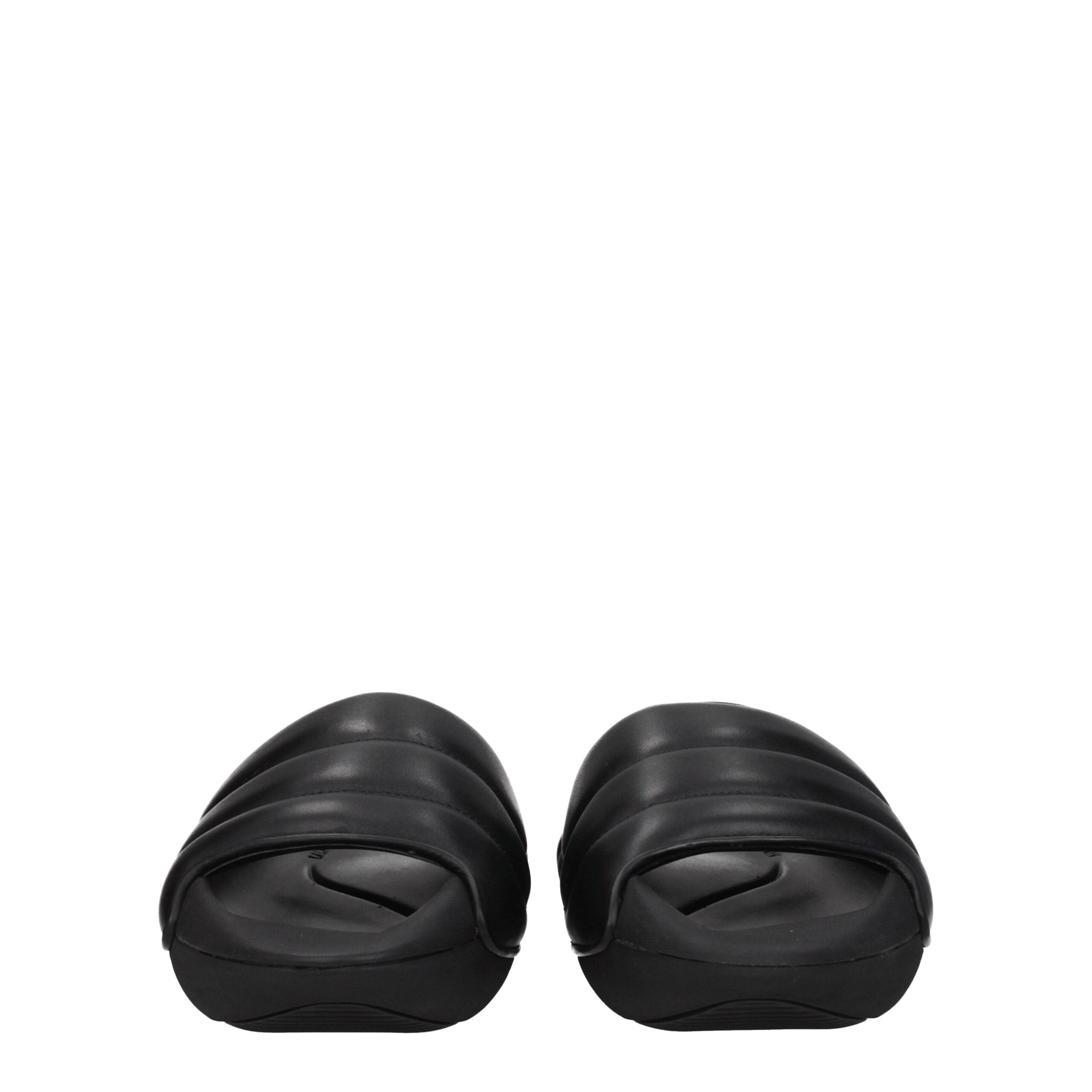 Balmain Black Leather Slippers Sandals