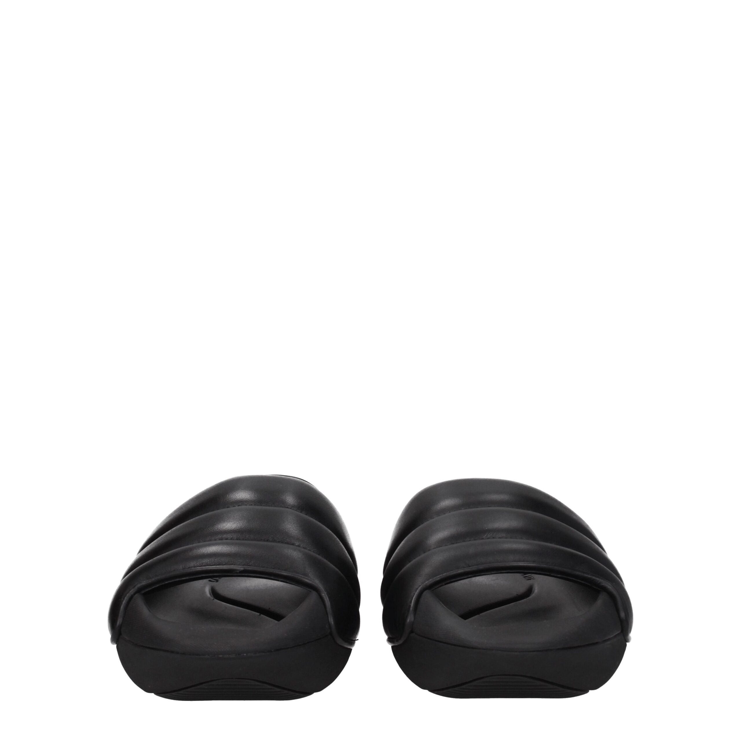 Balmain Black Leather Slippers Sandals