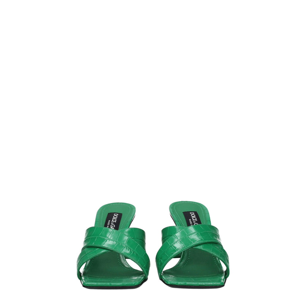 Dolce & Gabbana Green Leather Sandals