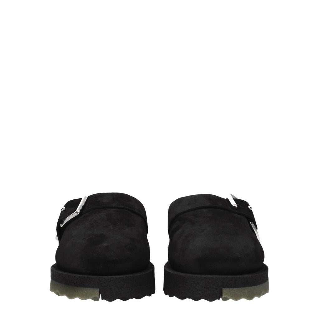 Off-White Black Leather Slippers Sandals