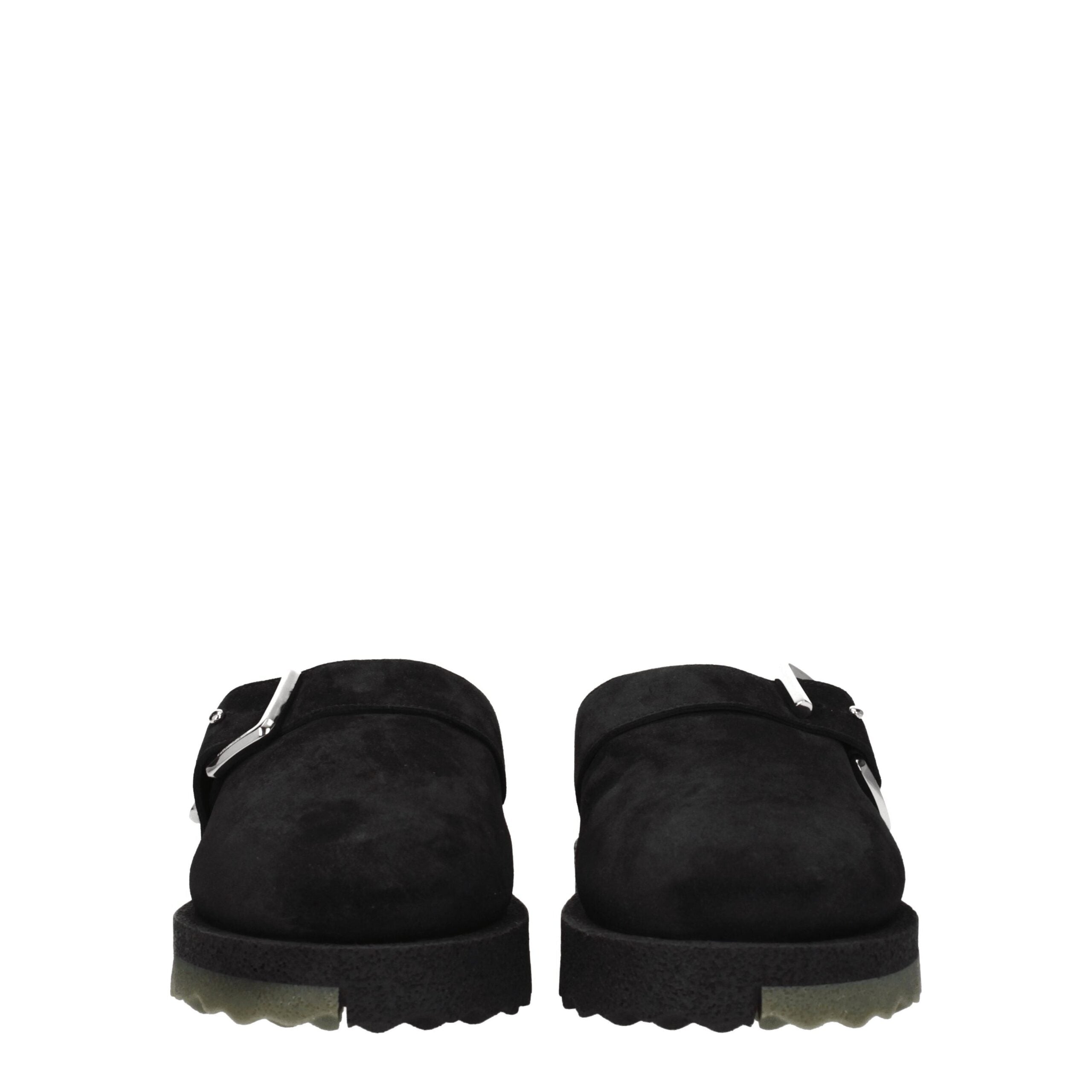 Off-White Black Leather Slippers Sandals