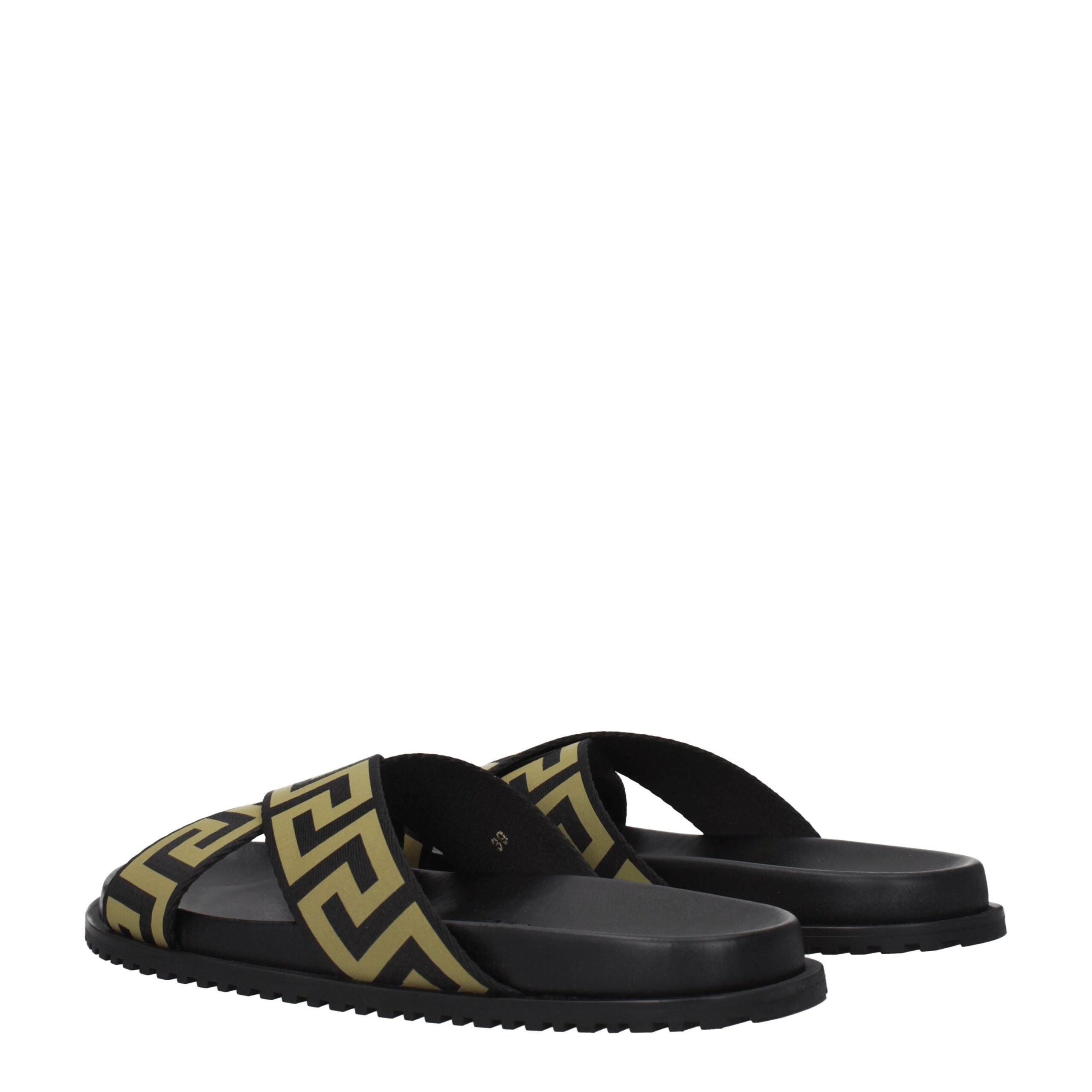 Versace Black Fabric Slippers Sandals