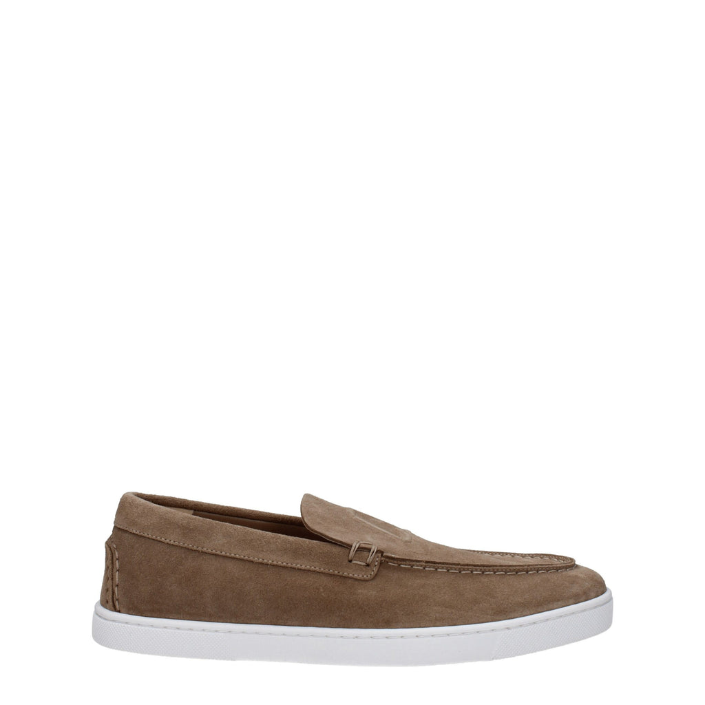 Christian Louboutin Beige Leather Slip-On Loafers