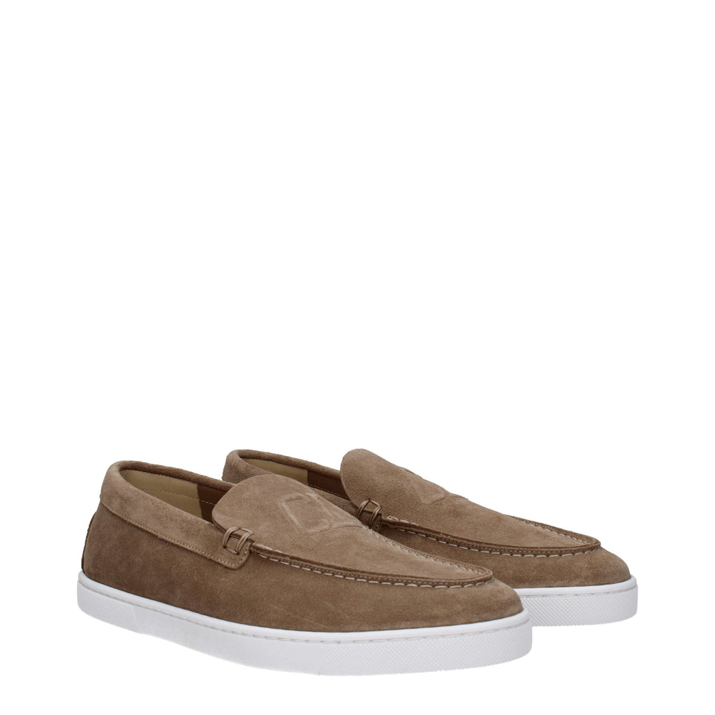 Christian Louboutin Beige Leather Slip-On Loafers