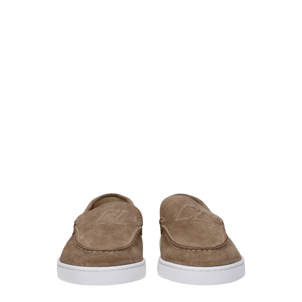 Christian Louboutin Beige Leather Slip-On Loafers