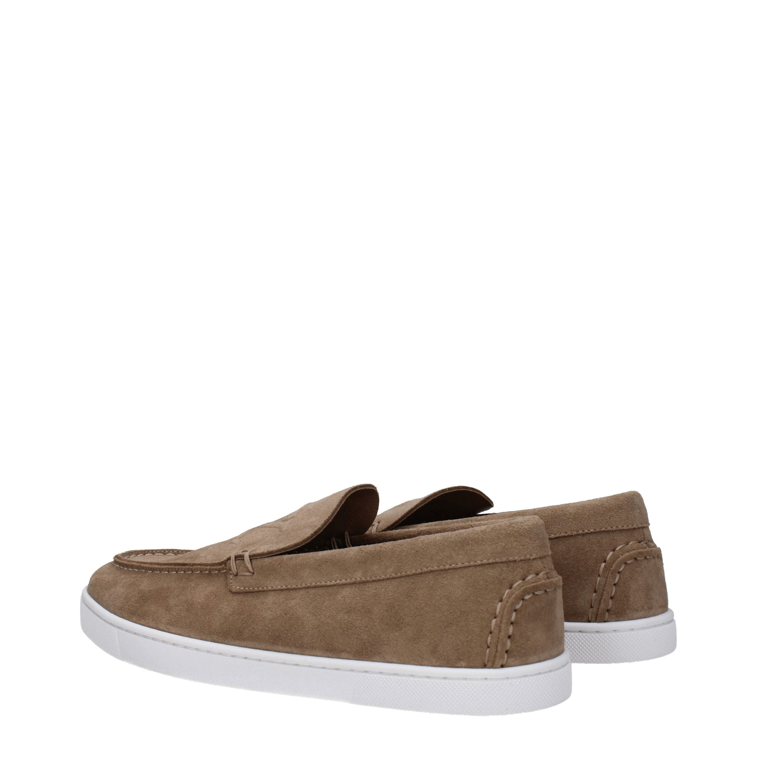 Christian Louboutin Beige Leather Slip-On Loafers