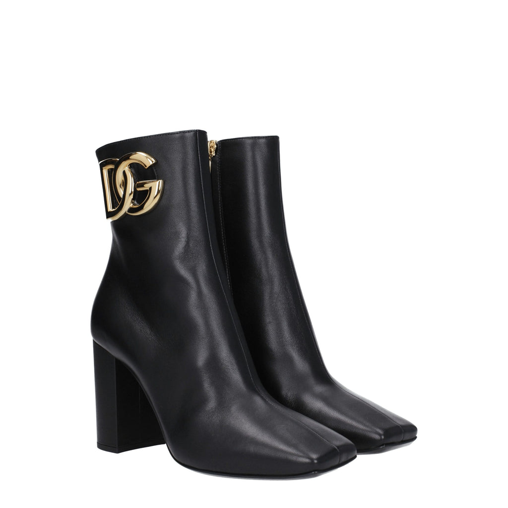 Dolce & Gabbana Black Leather Ankle Boots