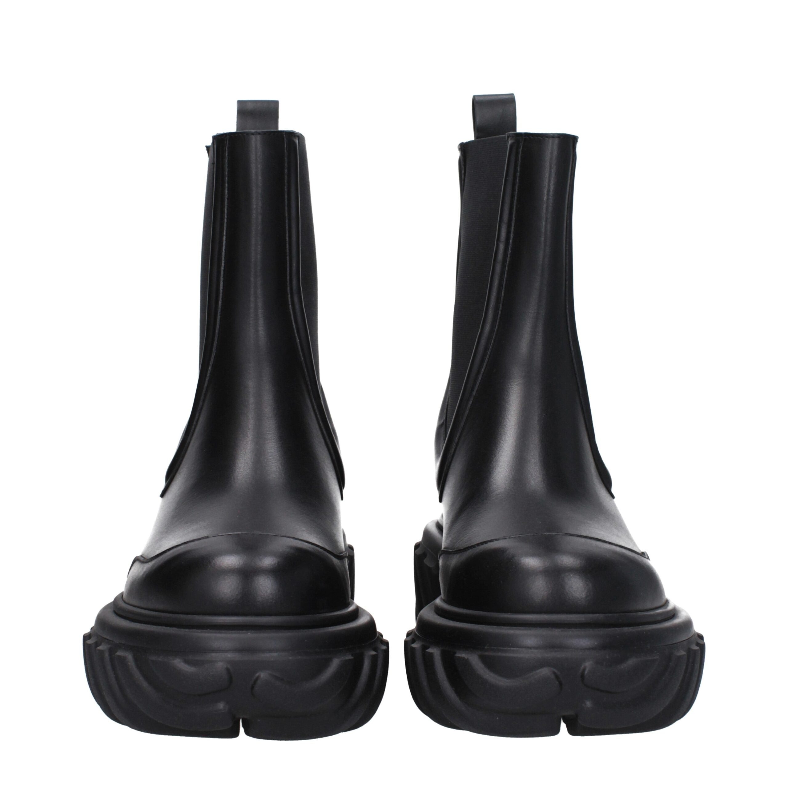 Off-White Black Leather Ankle Boots