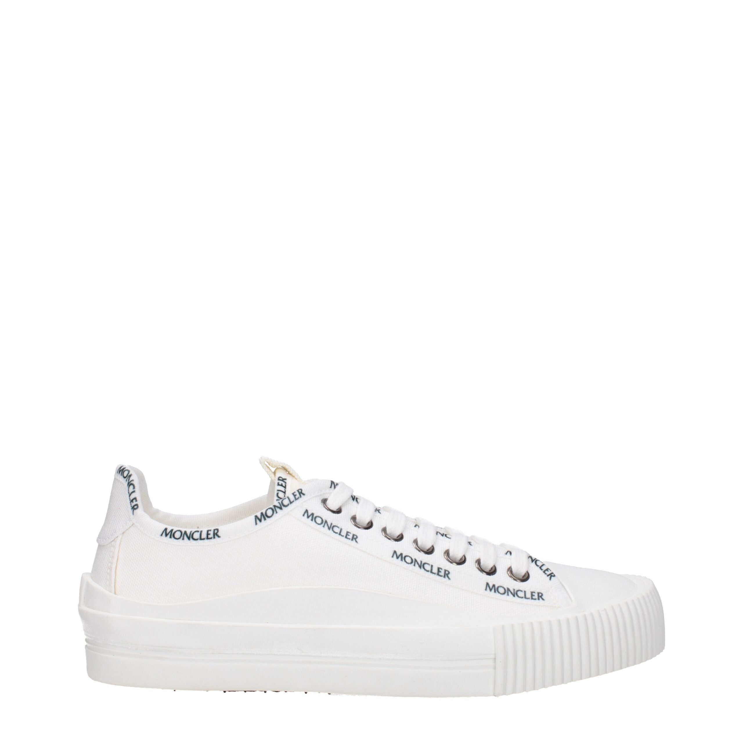 Moncler White Fabric Low Tops
