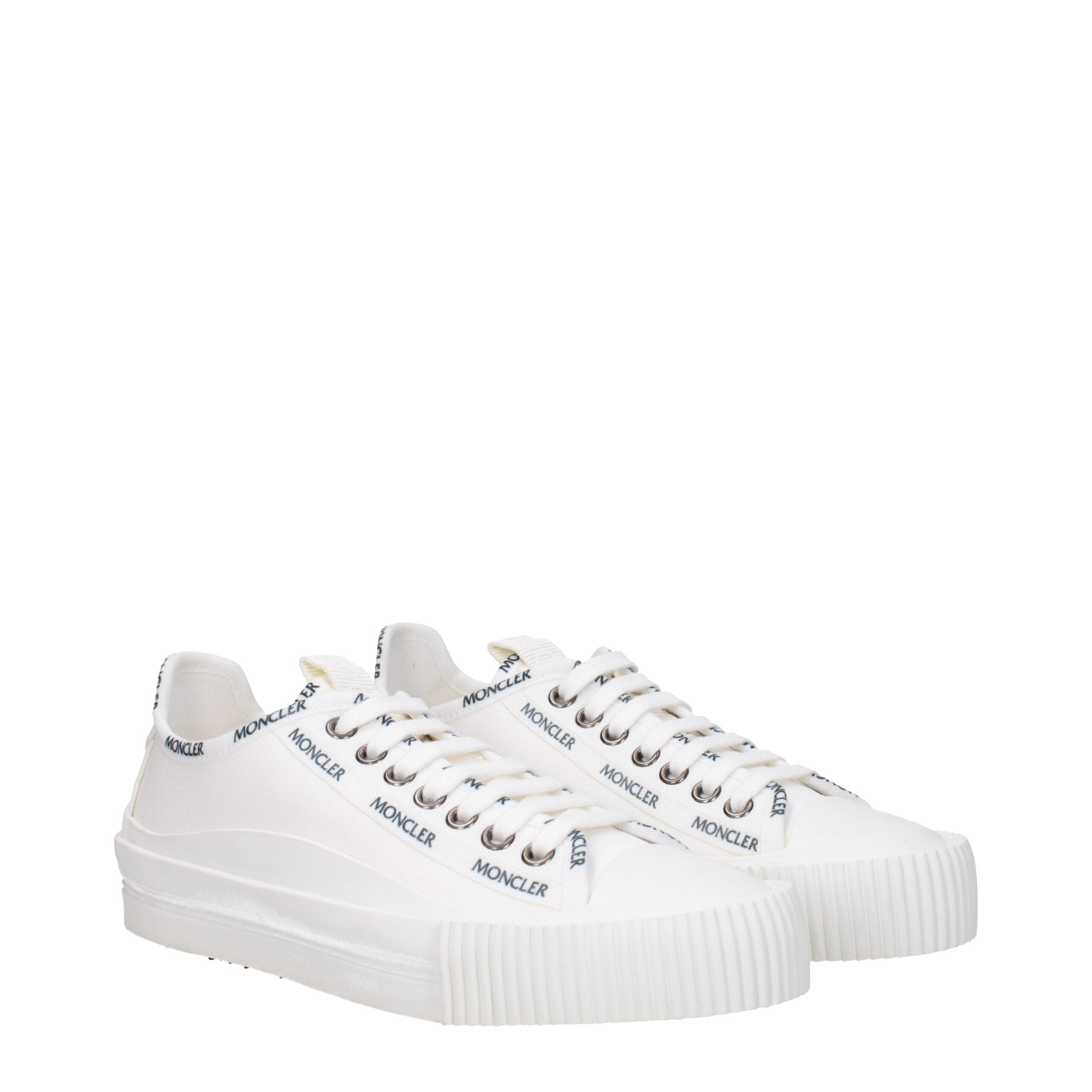 Moncler White Fabric Low Tops