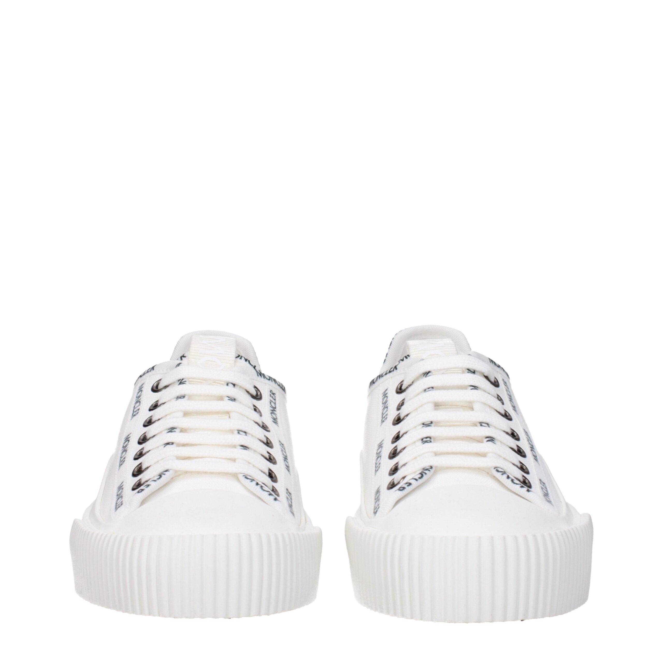 Moncler White Fabric Low Tops