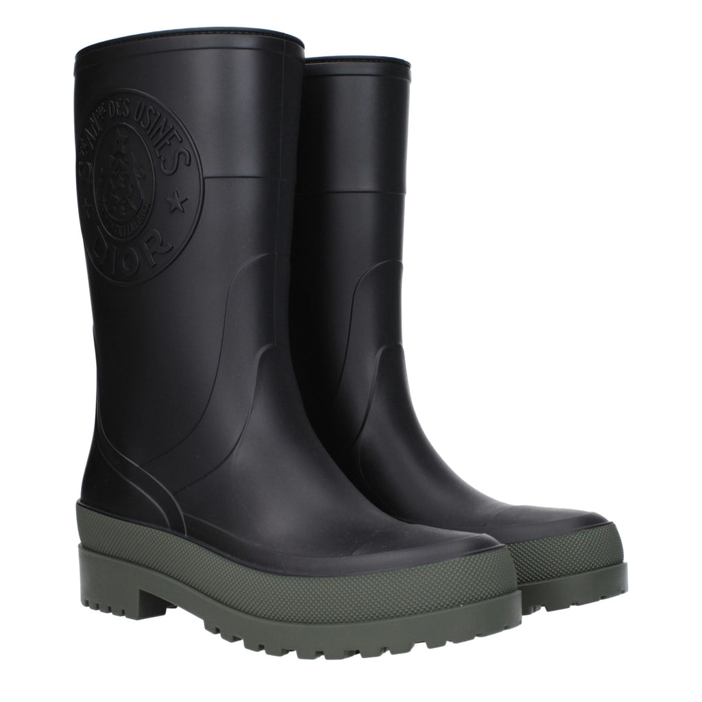 Christian Dior Black Cotton Rain Boots