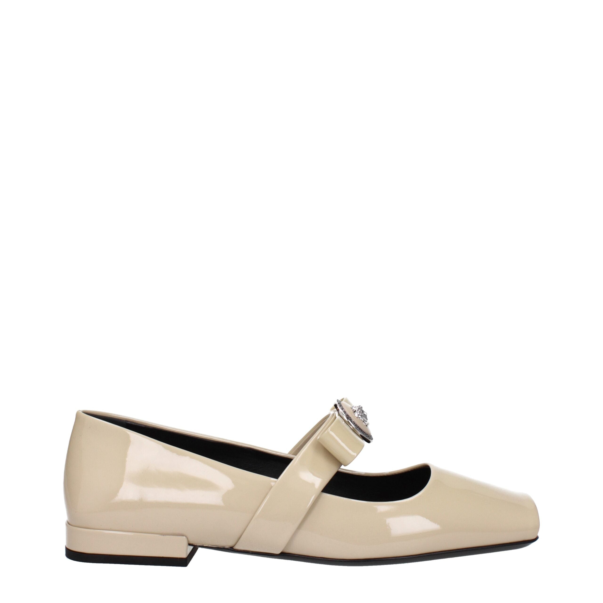 Versace Beige Leather Ballet Flats