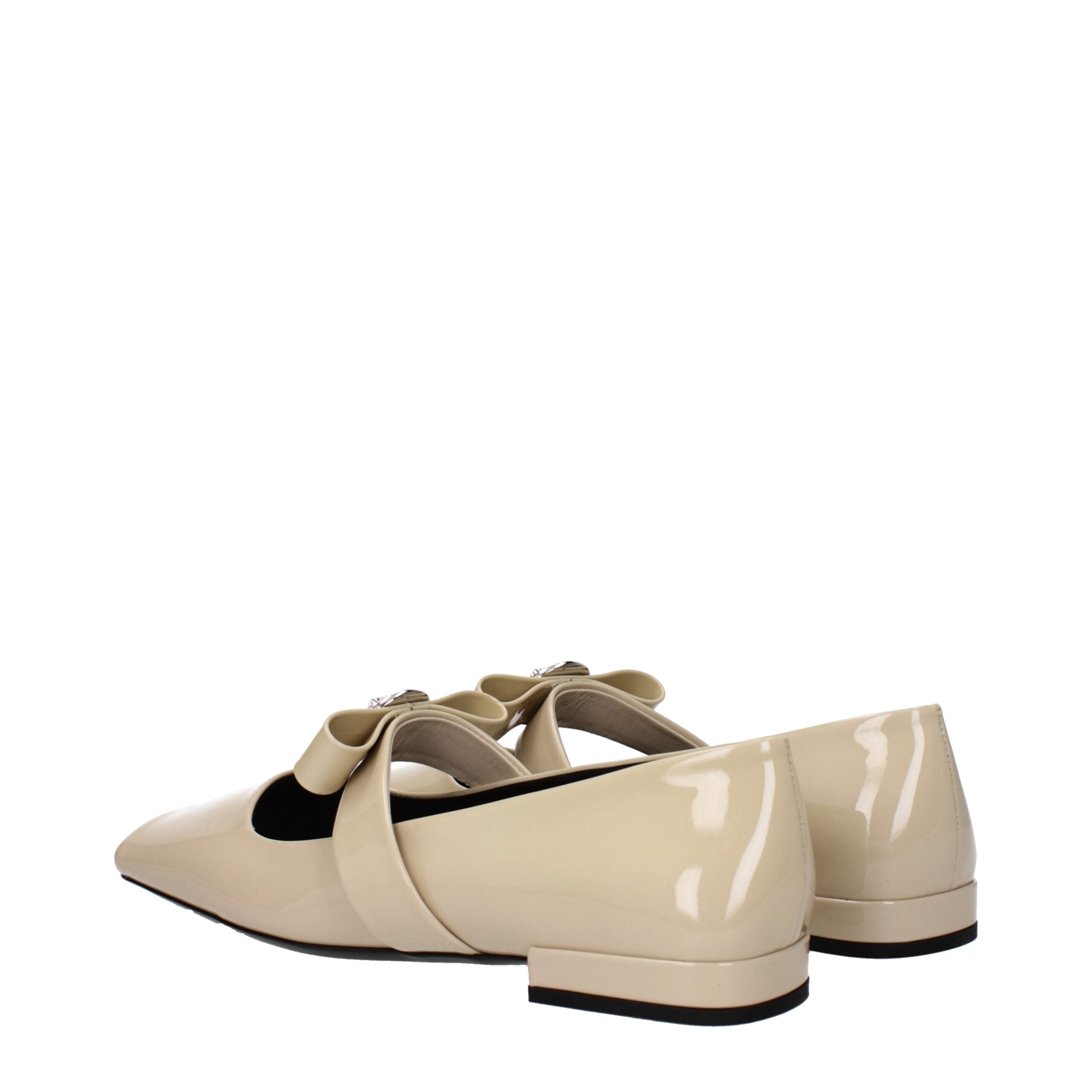 Versace Beige Leather Ballet Flats
