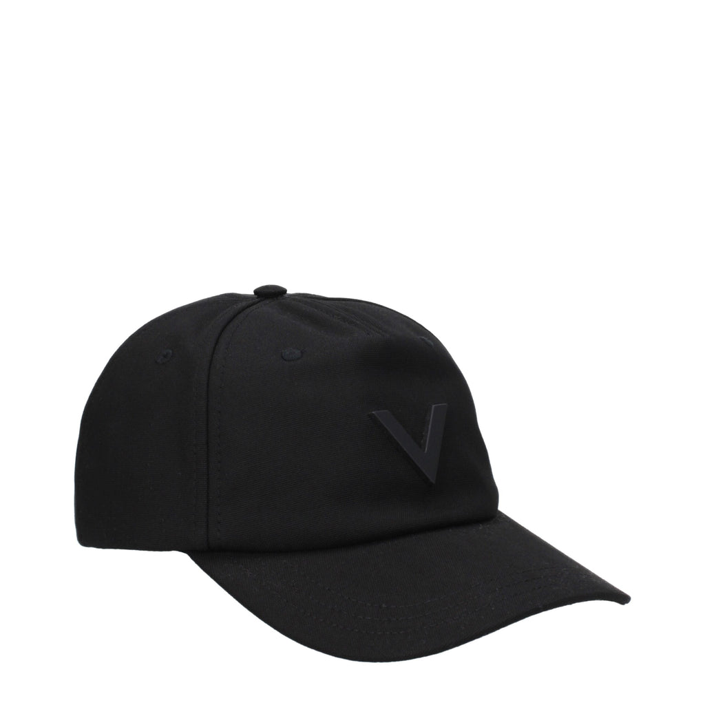 Valentino Garavani Black Cotton Caps (Baseball Hat)
