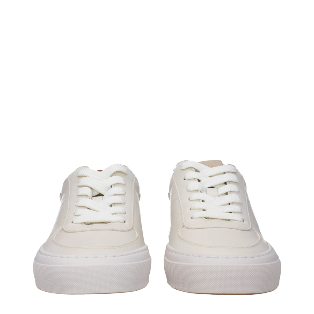 Moncler Beige Leather Low Tops