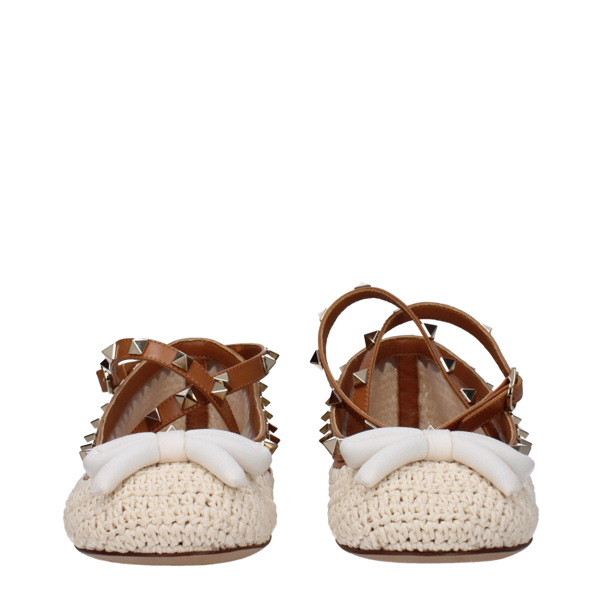 Valentino Garavani Beige Raffia Ballet Flats