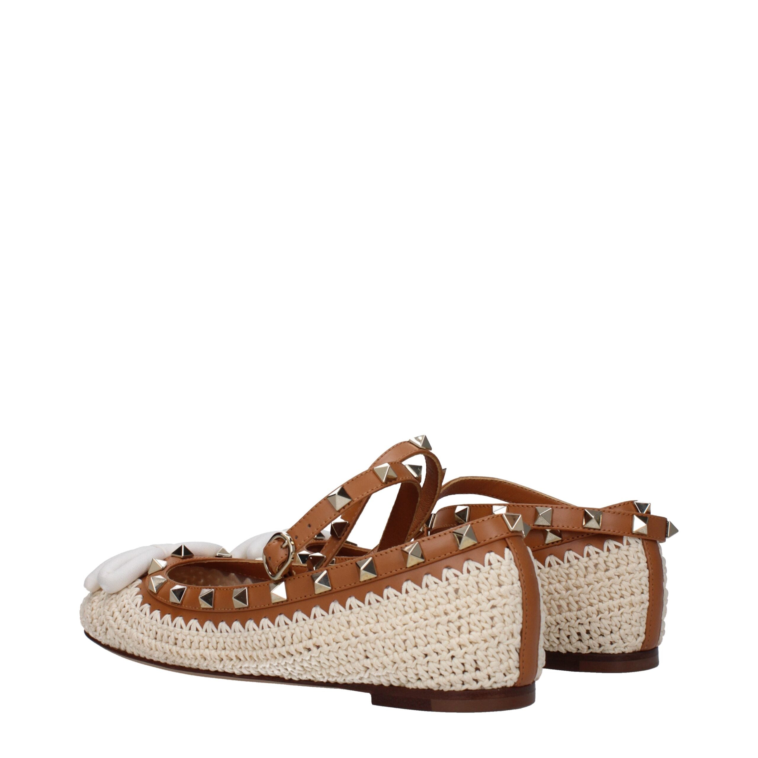 Valentino Garavani Beige Raffia Ballet Flats