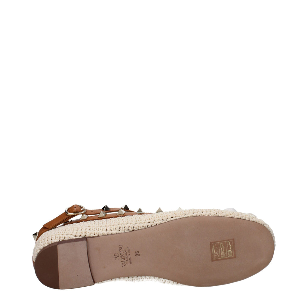 Valentino Garavani Beige Raffia Ballet Flats