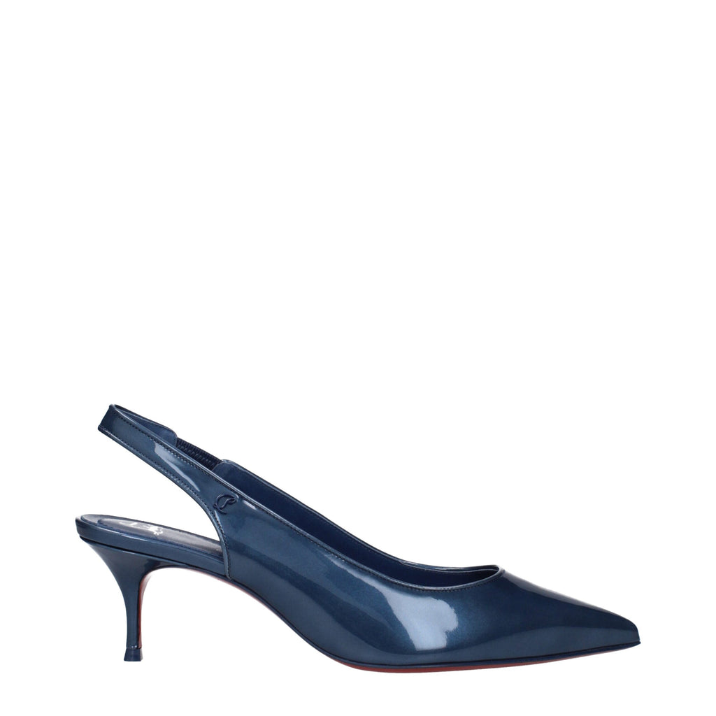 Christian Louboutin Blue Leather Mid Heel Pumps