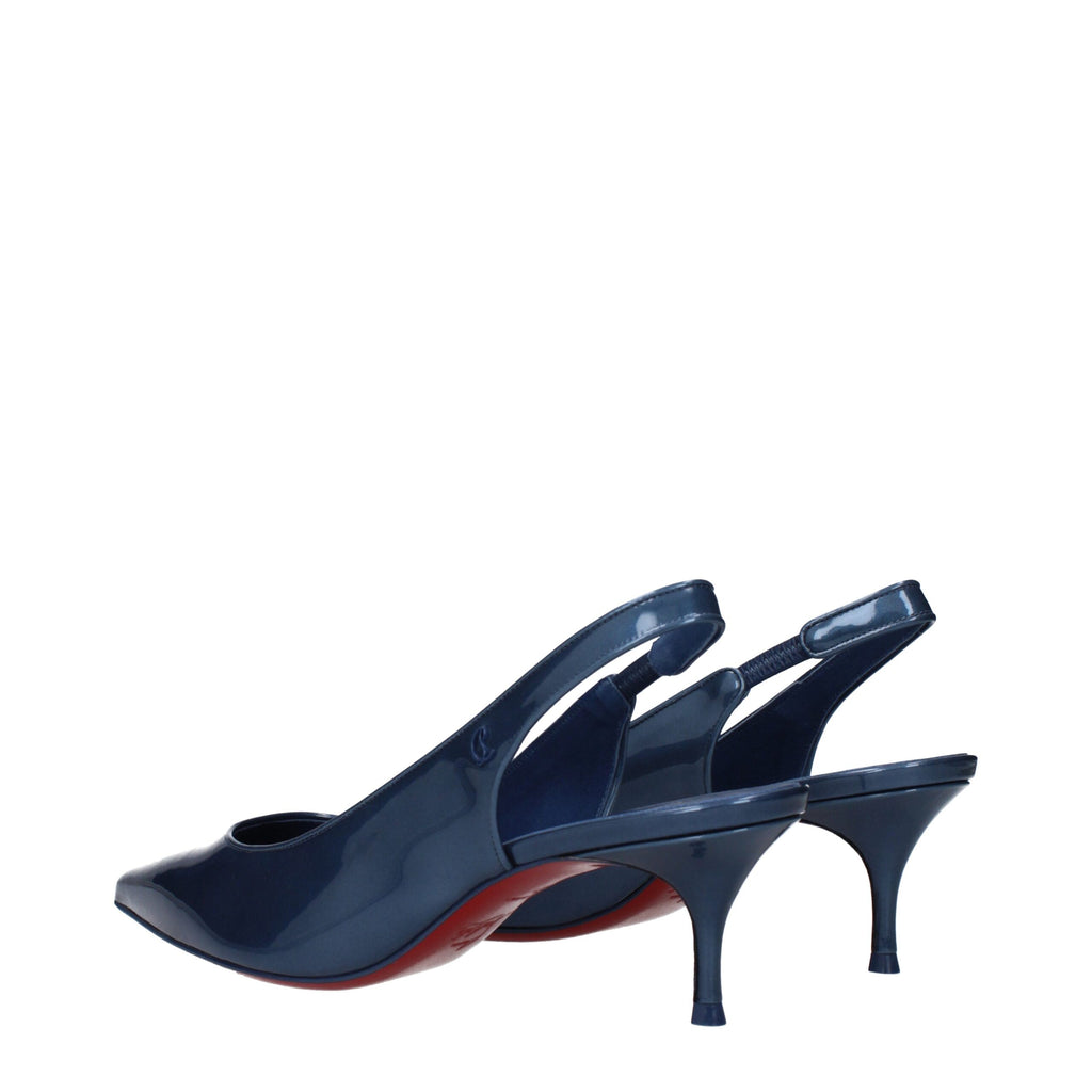 Christian Louboutin Blue Leather Mid Heel Pumps