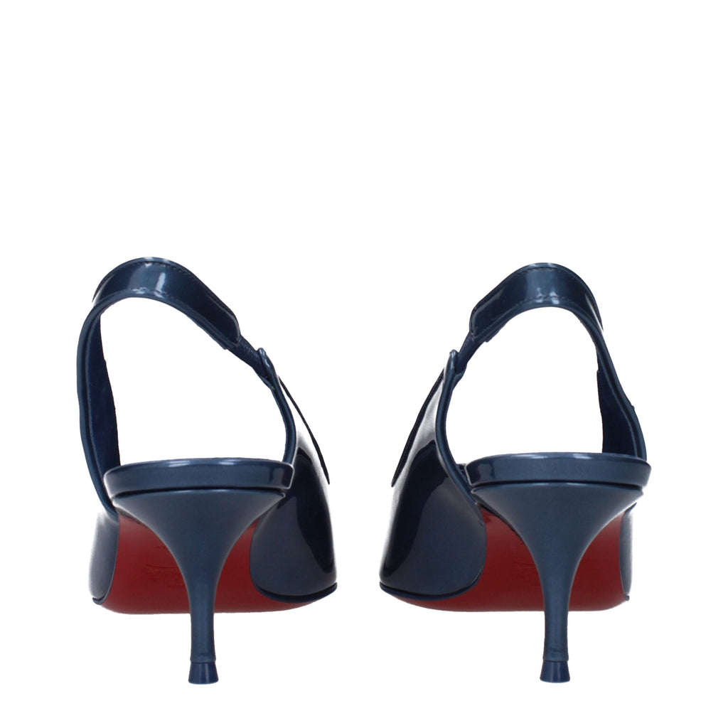 Christian Louboutin Blue Leather Mid Heel Pumps