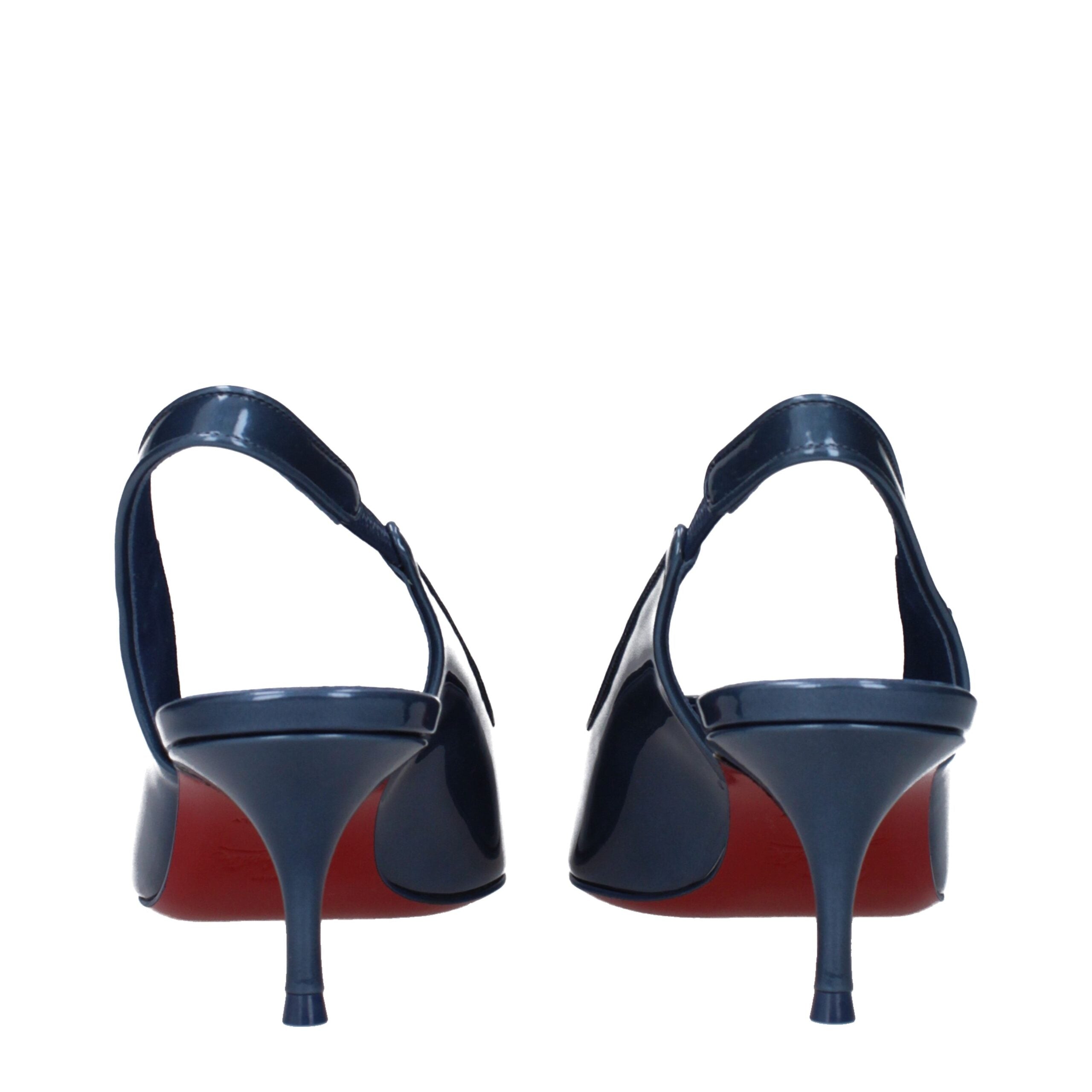 Christian Louboutin Blue Leather Mid Heel Pumps
