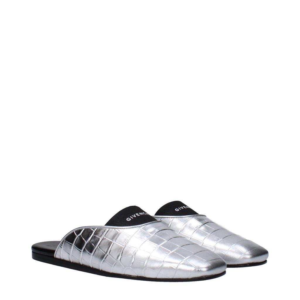 Givenchy Gray Leather Slippers Sandals
