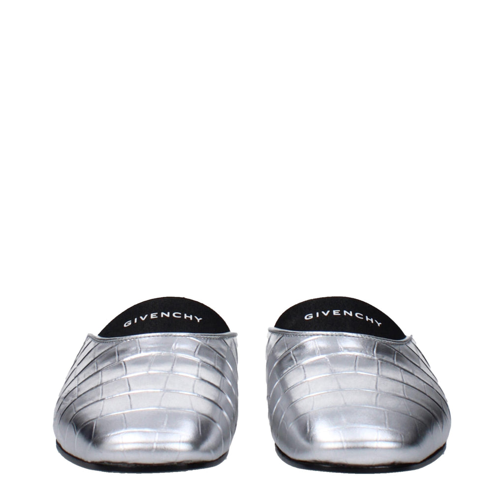 Givenchy Gray Leather Slippers Sandals