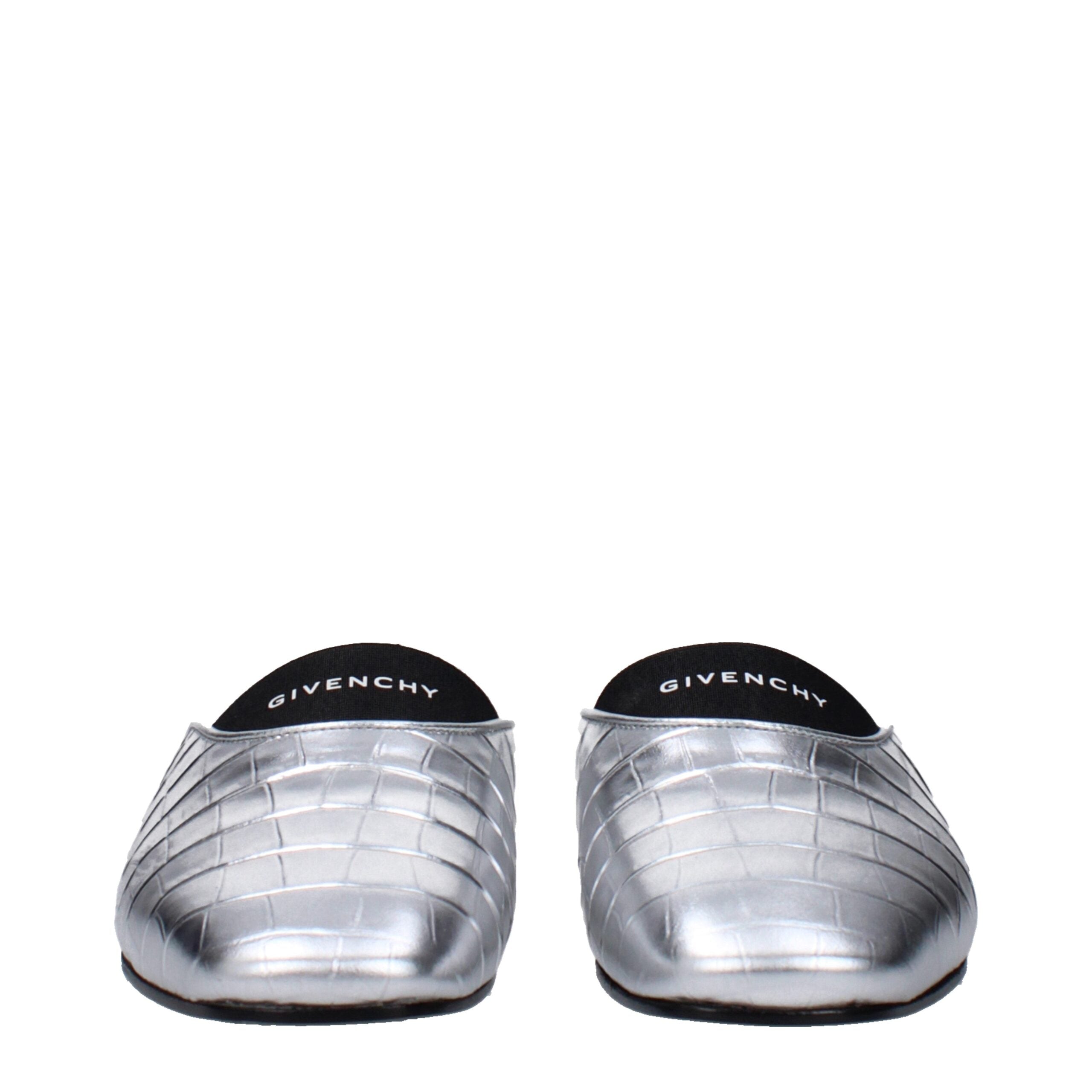 Givenchy Gray Leather Slippers Sandals